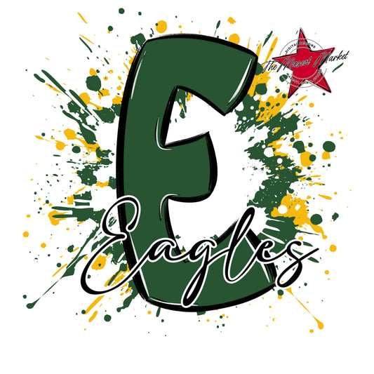 Eagles Mascot Splatter-Green & Yellow