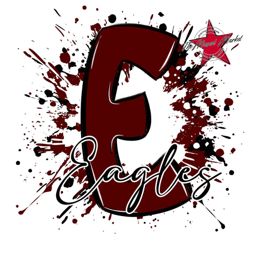 Eagles Mascot Splatter-Maroon