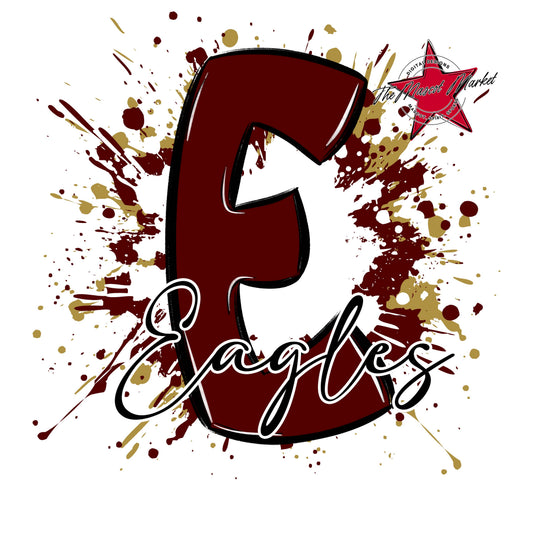 Eagles Mascot Splatter-Maroon & Gold