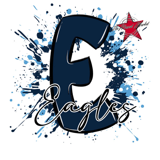 Eagles Mascot Splatter-Navy & Carolina Blue