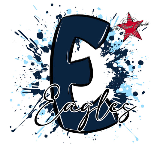 Eagles Mascot Splatter-Navy & Columbia Blue