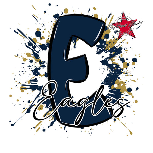 Eagles Mascot Splatter-Navy & Gold
