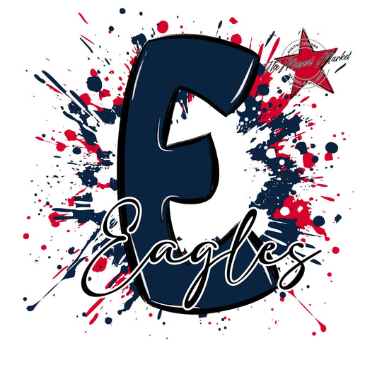 Eagles Mascot Splatter-Navy & Red