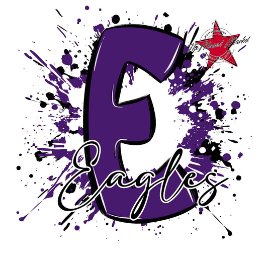 Eagles Mascot Splatter-Purple