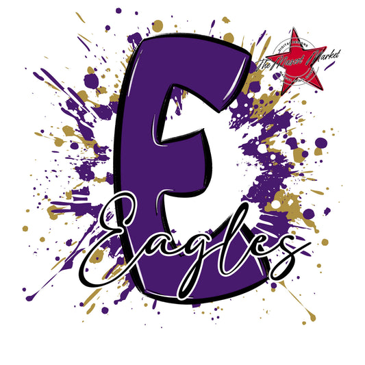 Eagles Mascot Splatter-Purple & Gold