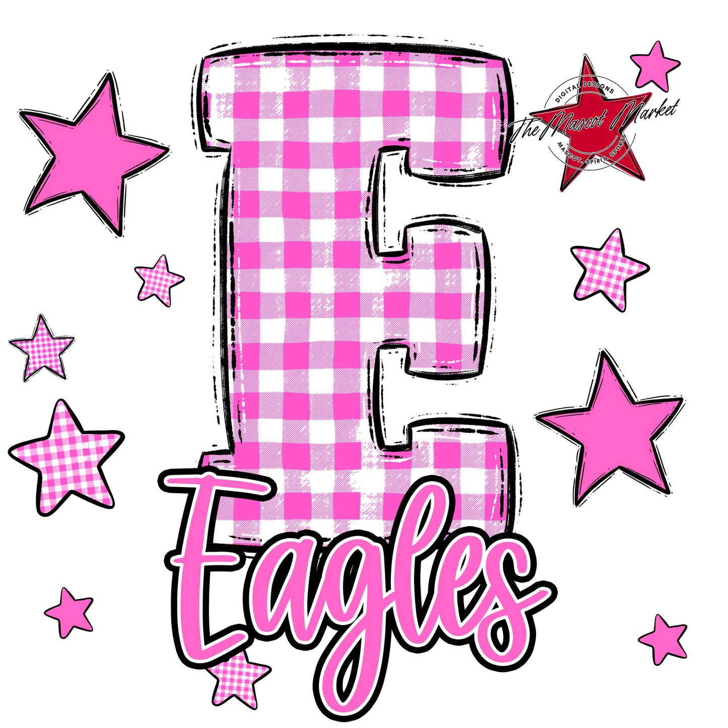 Eagles Plaid Star Design-Baby Pink