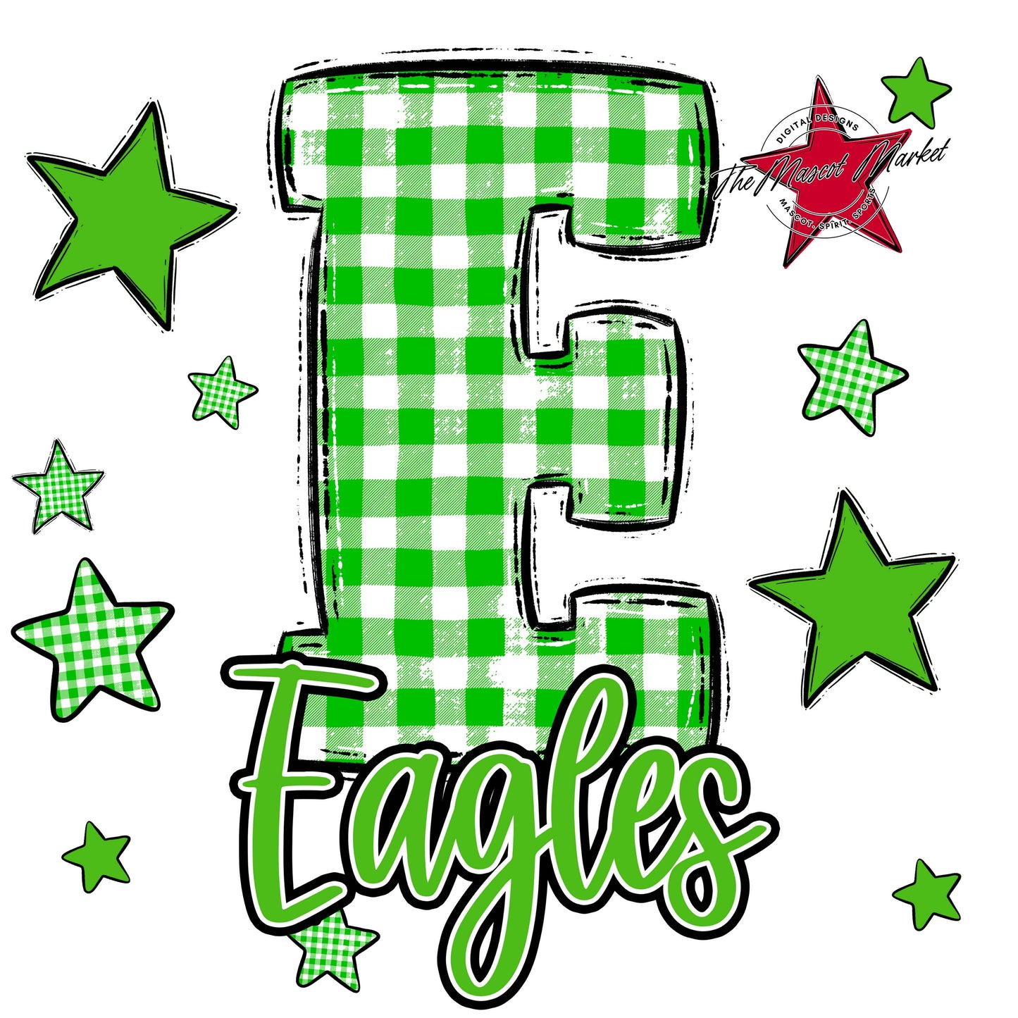Eagles Plaid Star Design-Bright Green
