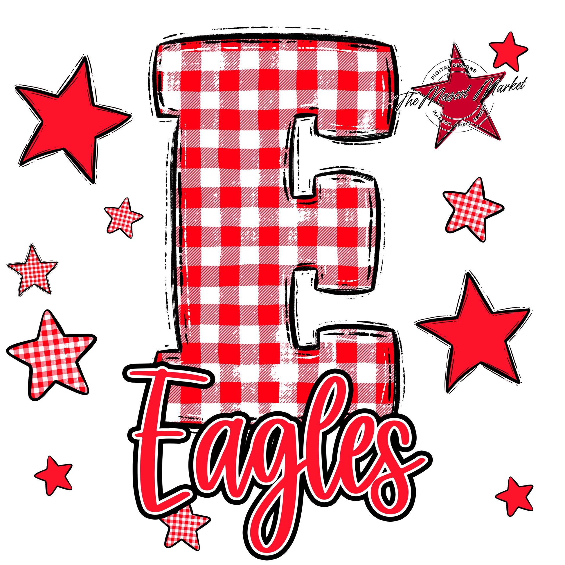 Eagles Plaid Star Design-Bright Red