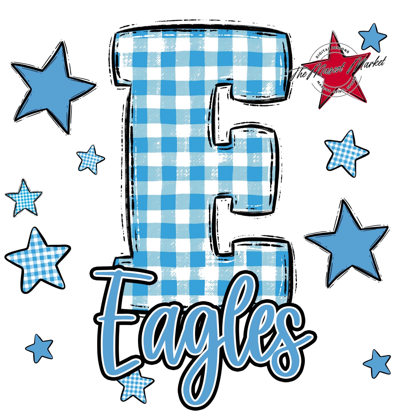 Eagles Plaid Star Design-Carolina Blue