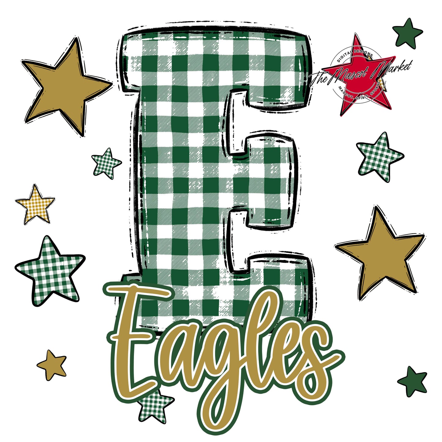 Eagles Plaid Star Design-Green & Gold