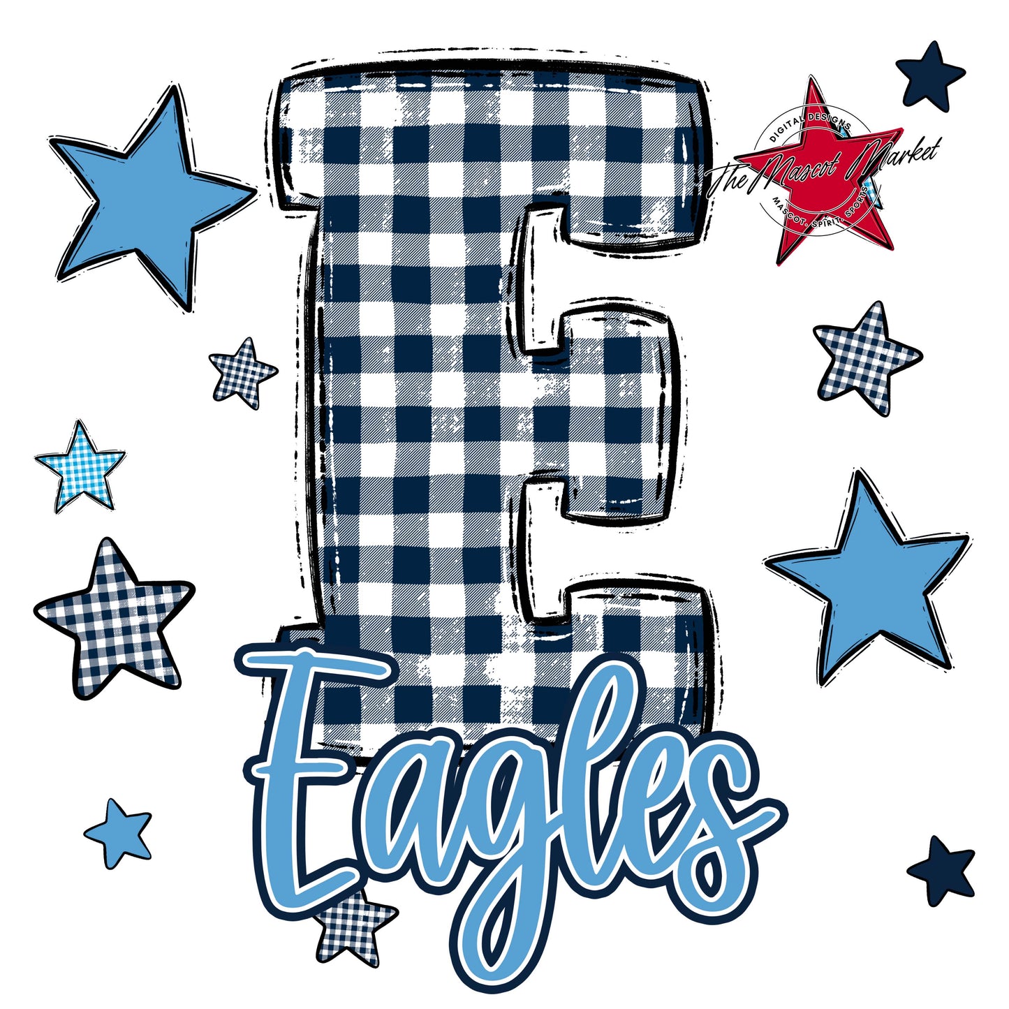 Eagles Plaid Star Design-Navy & Carolina Blue