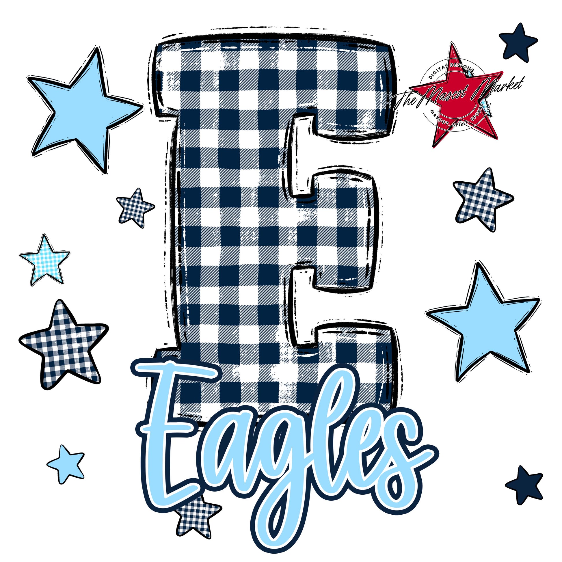 Eagles Plaid Star Design-Navy & Columbia Blue