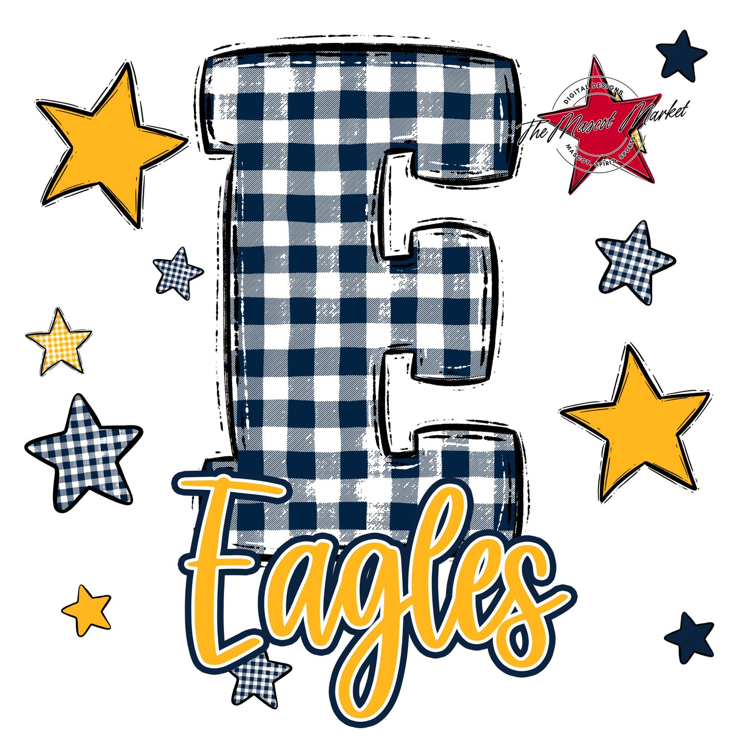 Eagles Plaid Star Design-Navy & Yellow