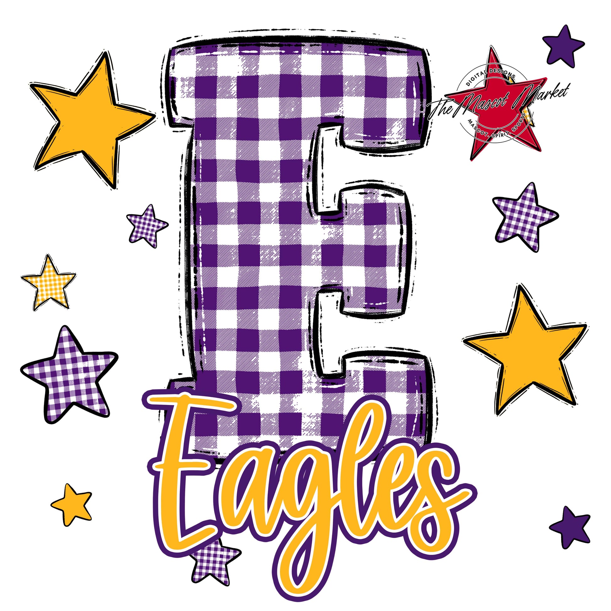 Eagles Plaid Star Design-Purple & Yellow