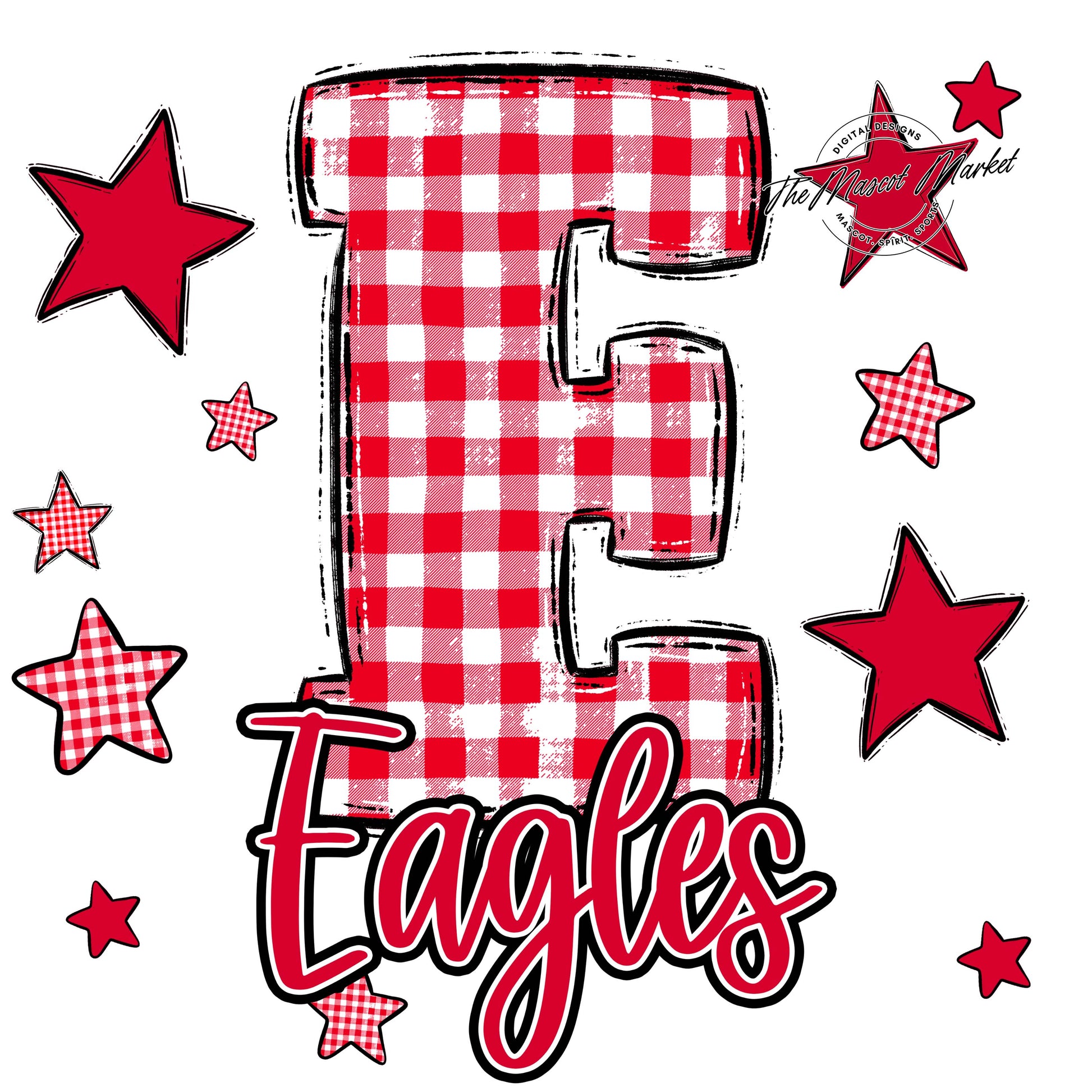 Eagles Plaid Star Design-Red