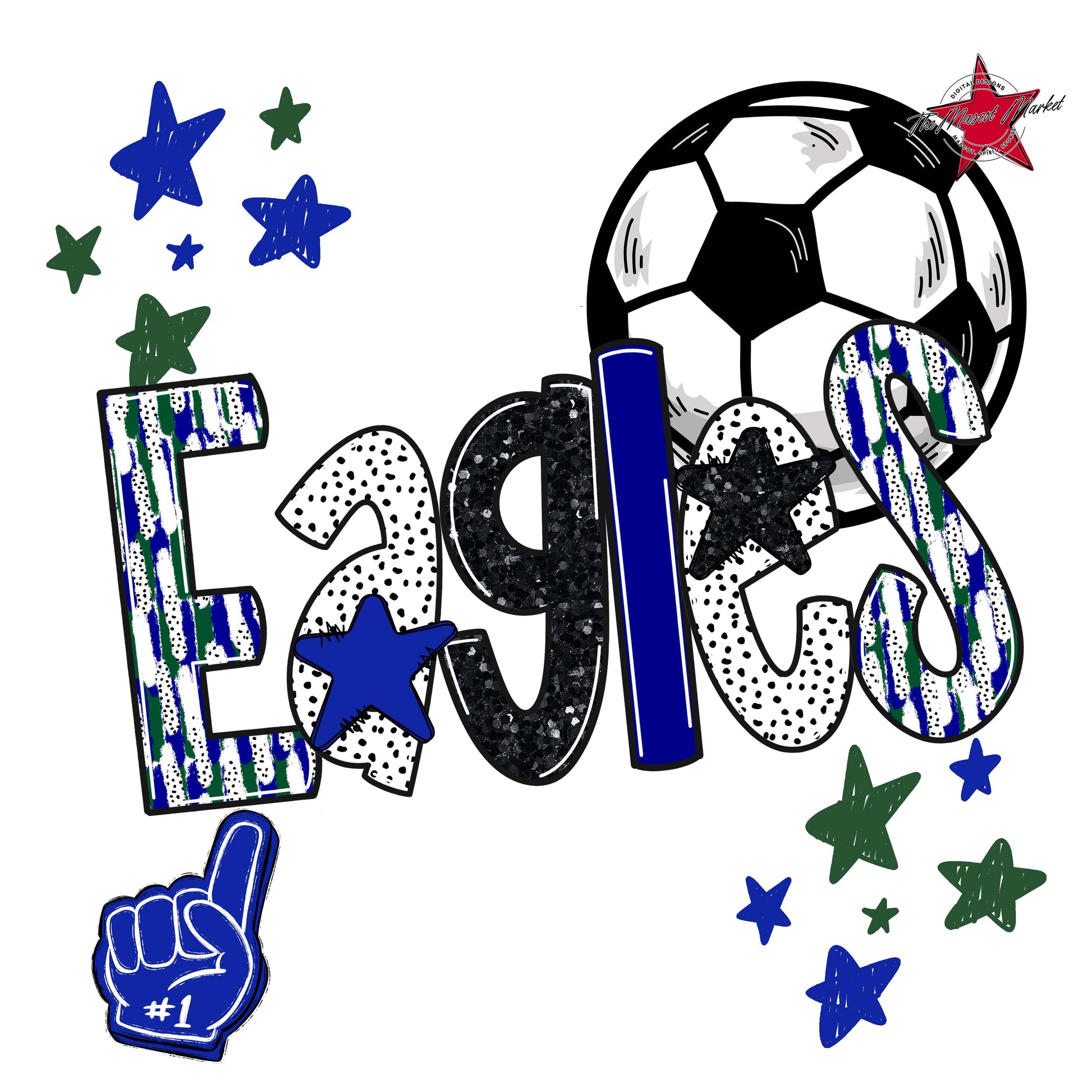 Eagles Soccer Scrape-Blue & Green