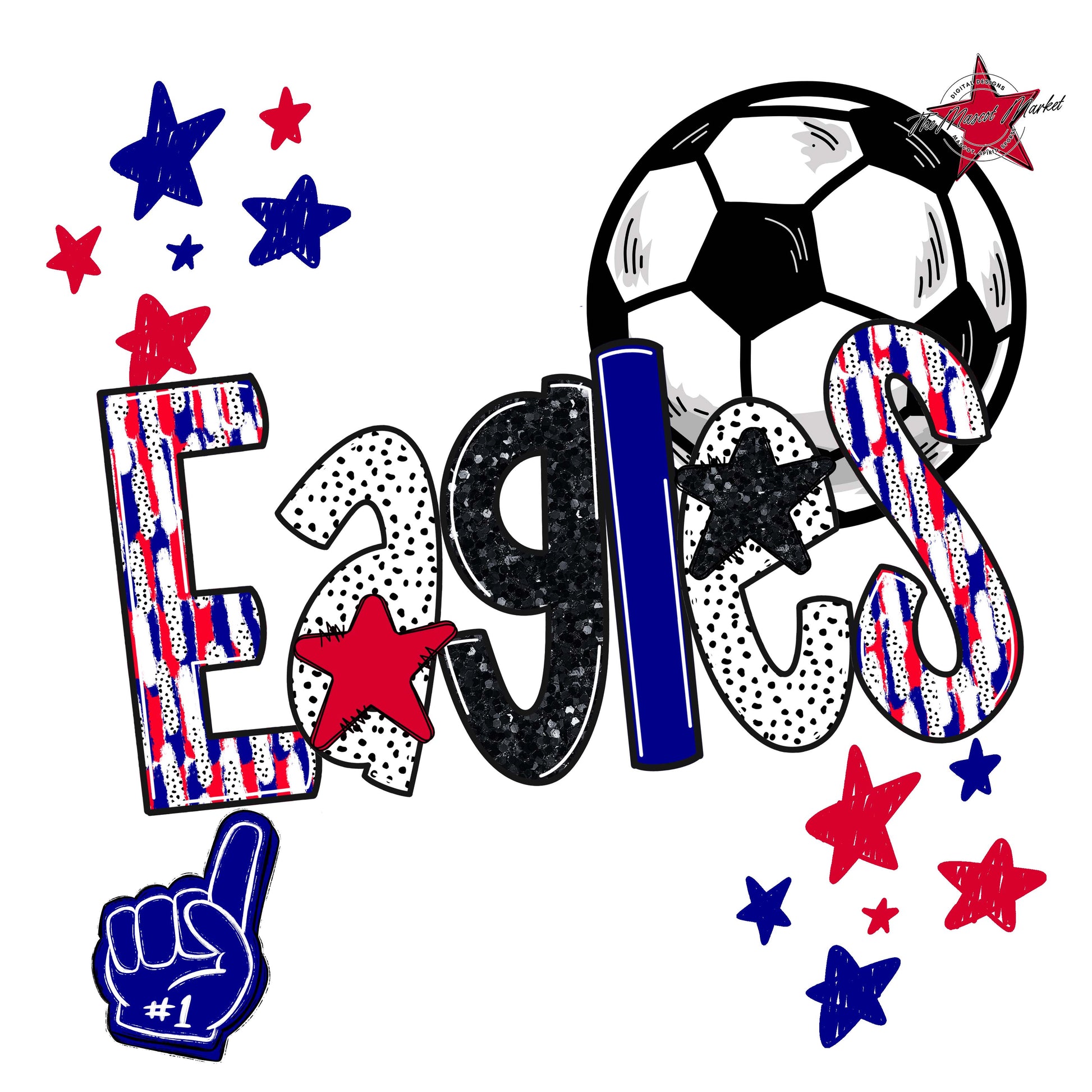 Eagles Soccer Scrape-Blue & Red