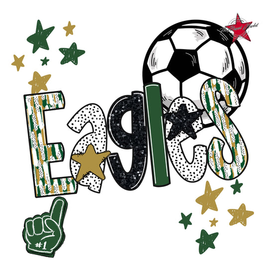 Eagles Soccer Scrape-Green & Gold