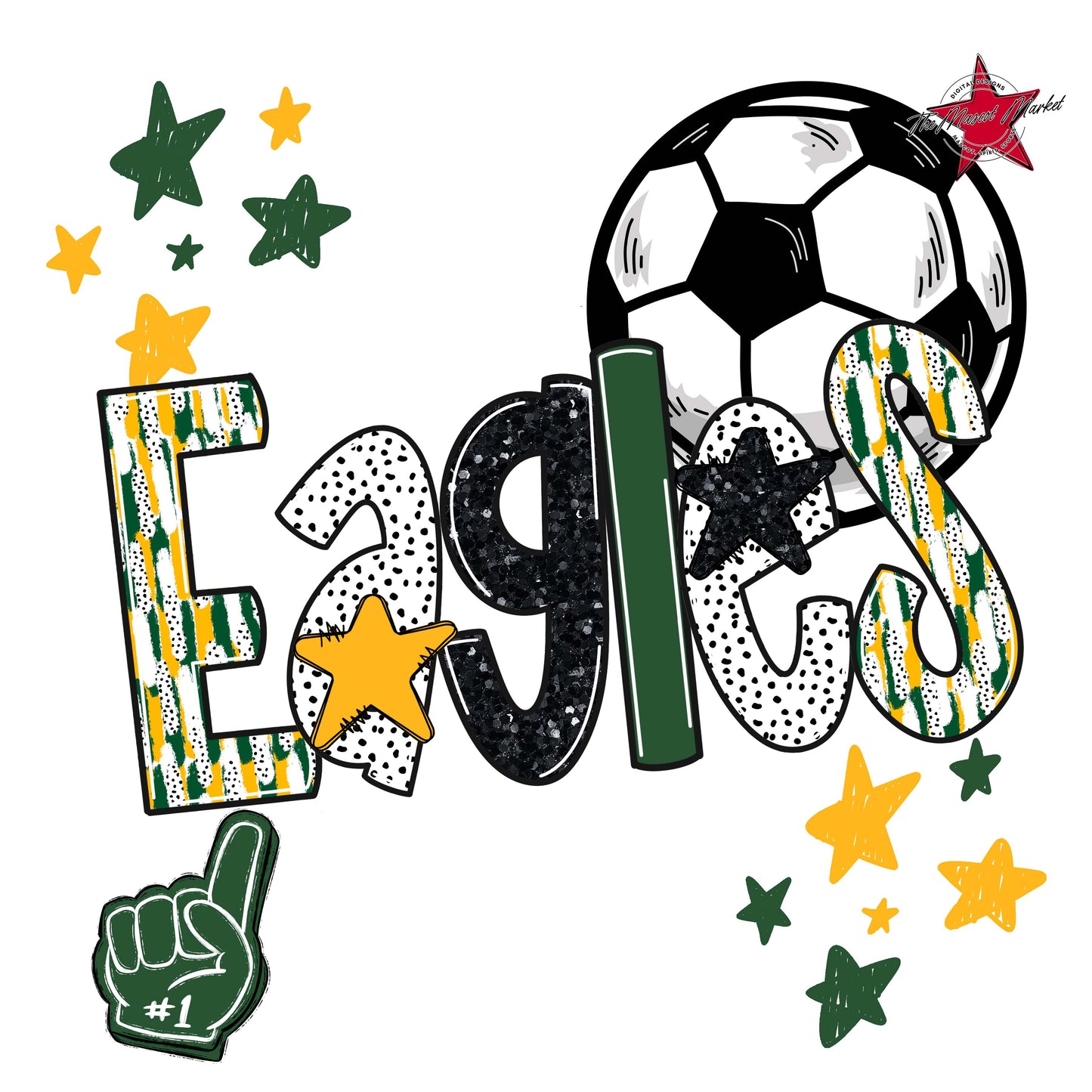 Eagles Soccer Scrape-Green & Yellow