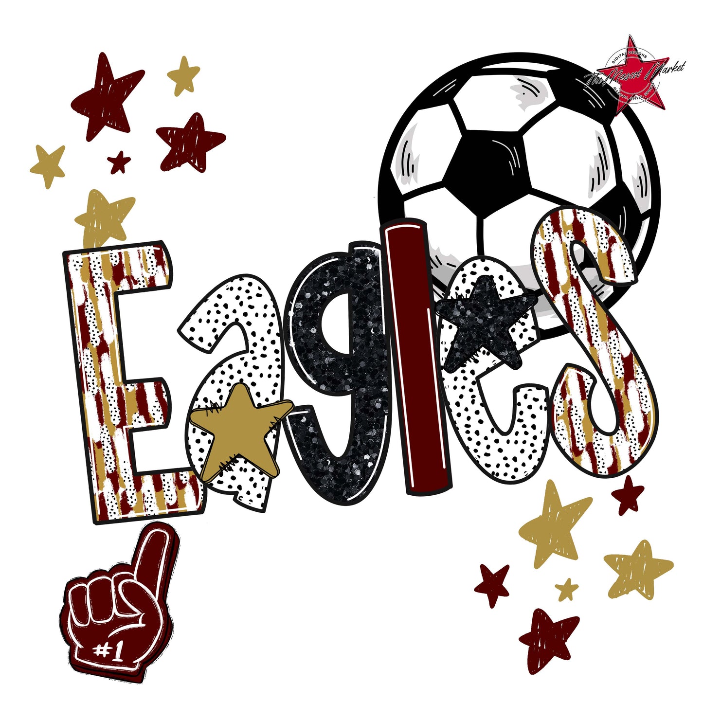 Eagles Soccer Scrape-Maroon & Gold