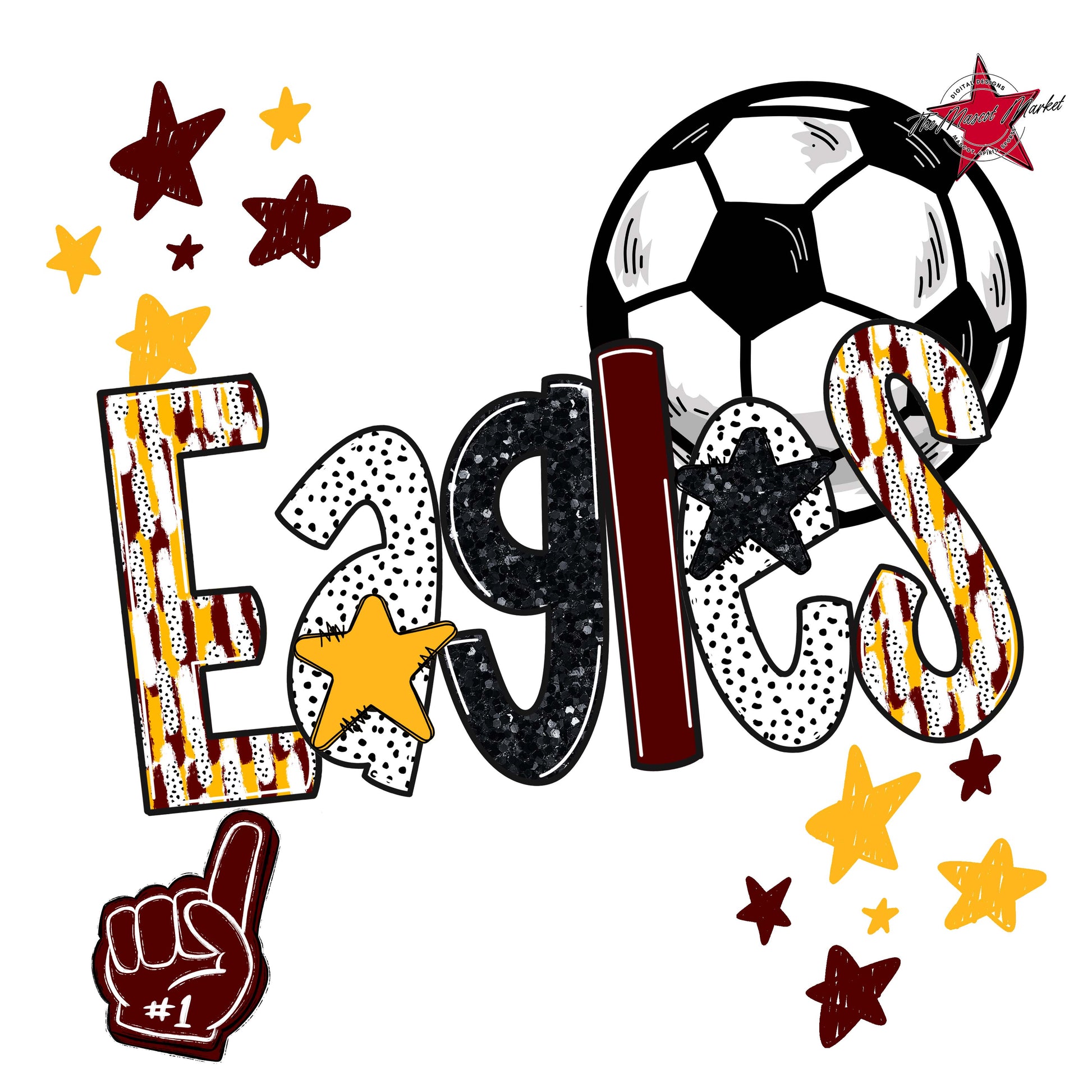 Eagles Soccer Scrape-Maroon & Yellow