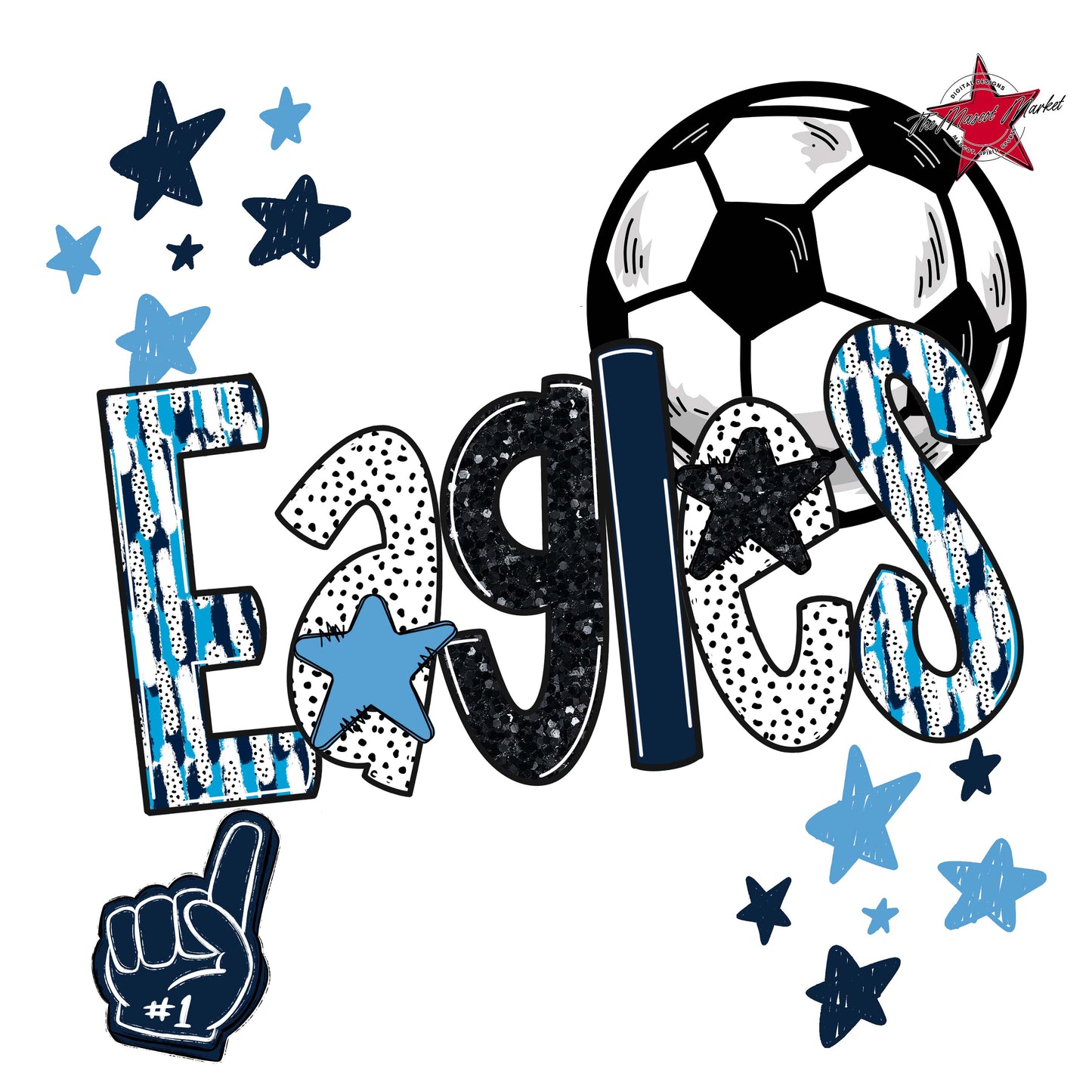 Eagles Soccer Scrape-Navy & Carolina Blue