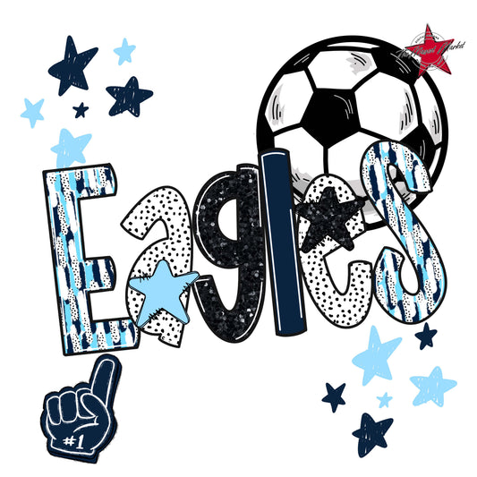 Eagles Soccer Scrape-Navy & Columbia Blue