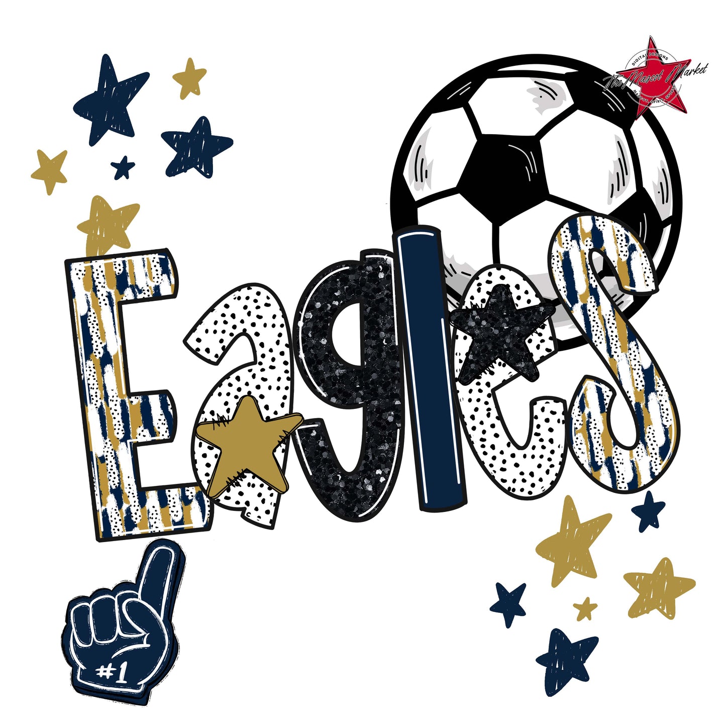 Eagles Soccer Scrape-Navy & Gold