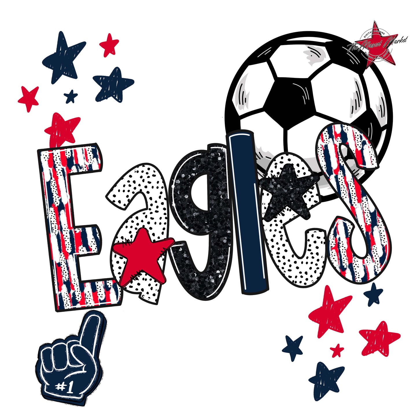 Eagles Soccer Scrape-Navy & Red