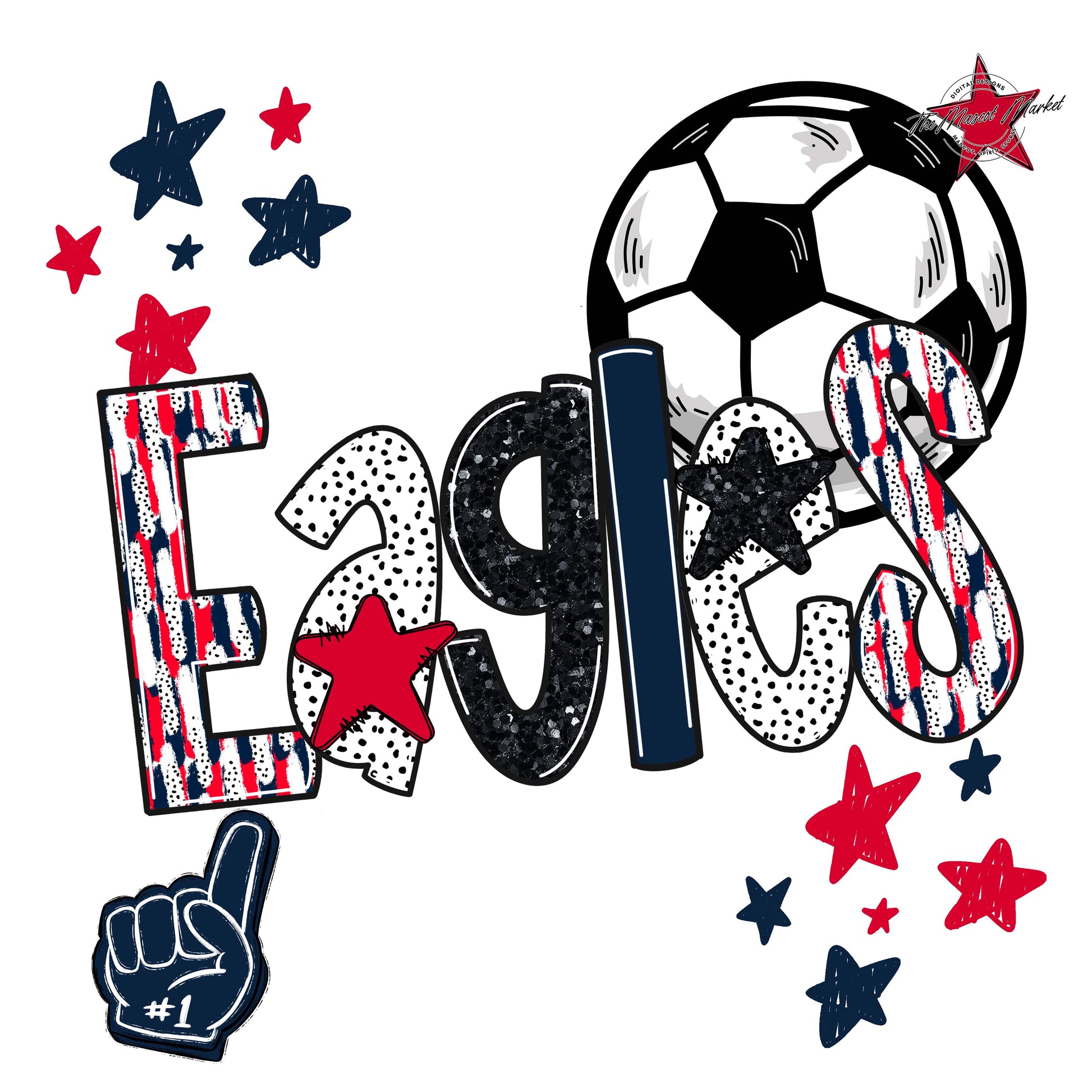 Eagles Soccer Scrape-Navy & Red