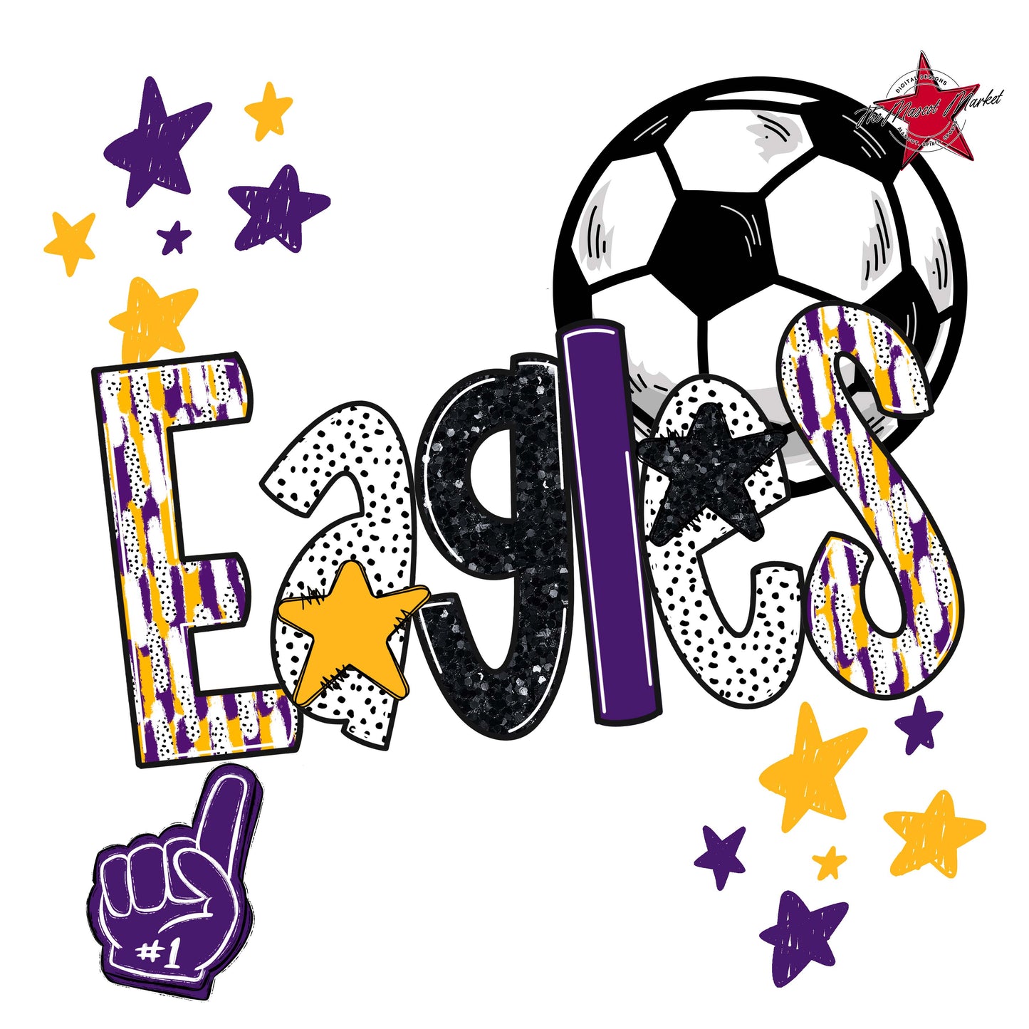 Eagles Soccer Scrape-Purple & Yellow