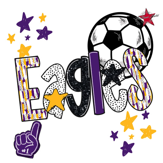 Eagles Soccer Scrape-Purple & Yellow