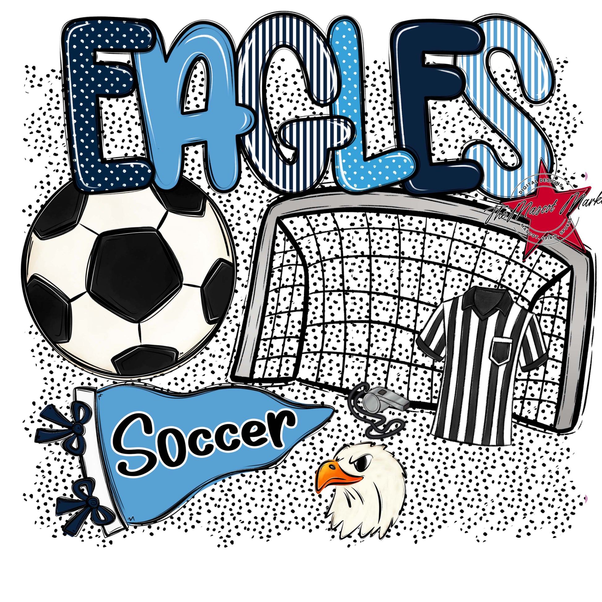 Eagles Soccer Spirit-Navy & Carolina Blue