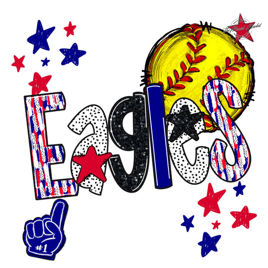 Eagles Softball Scrape-Blue & Red