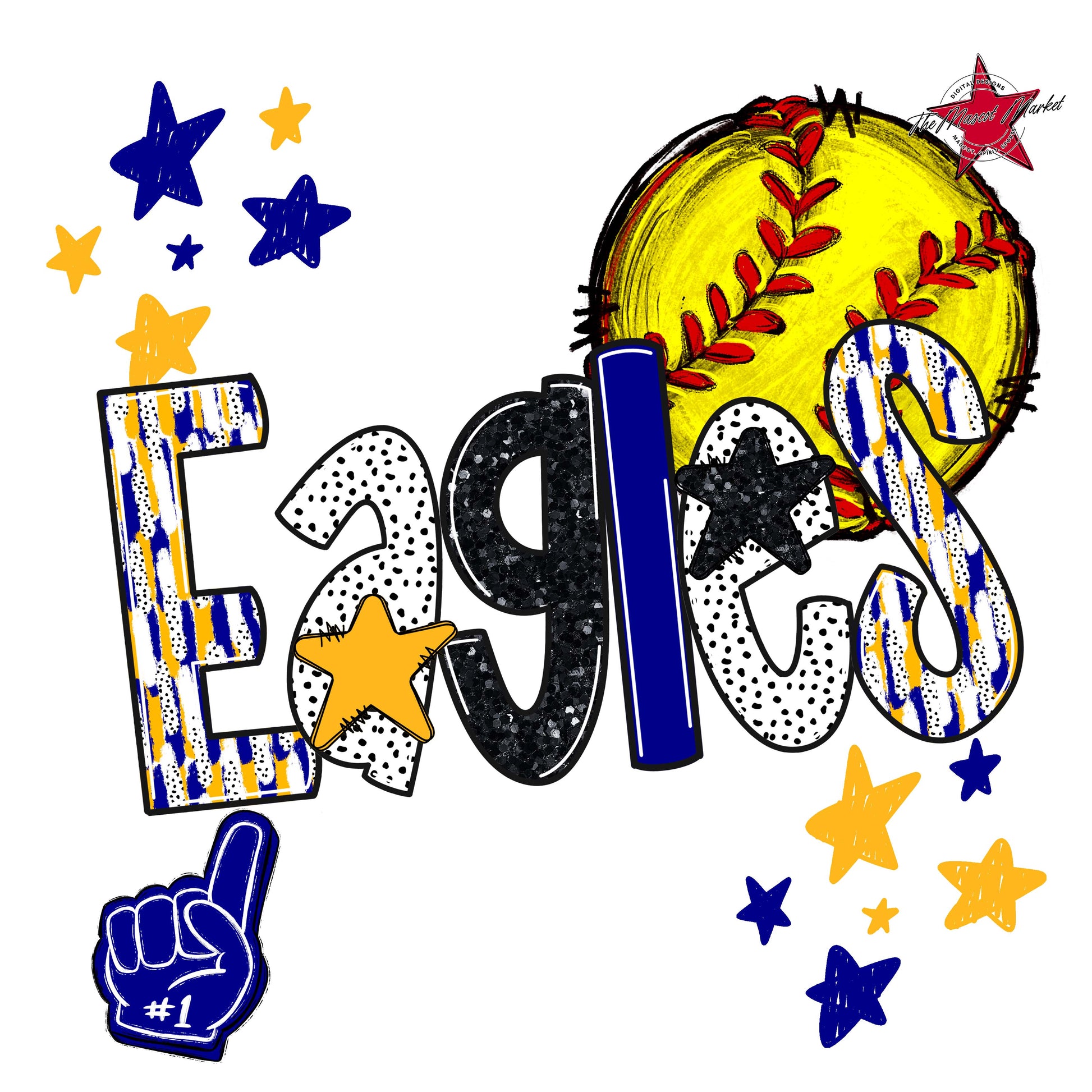 Eagles Softball Scrape-Blue & Yellow