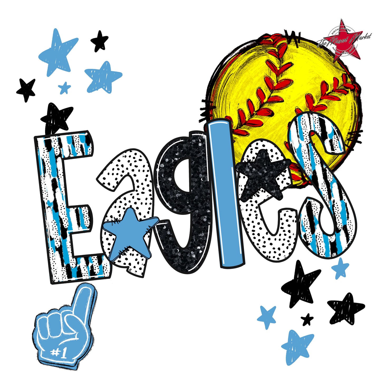 Eagles Softball Scrape-Carolina Blue