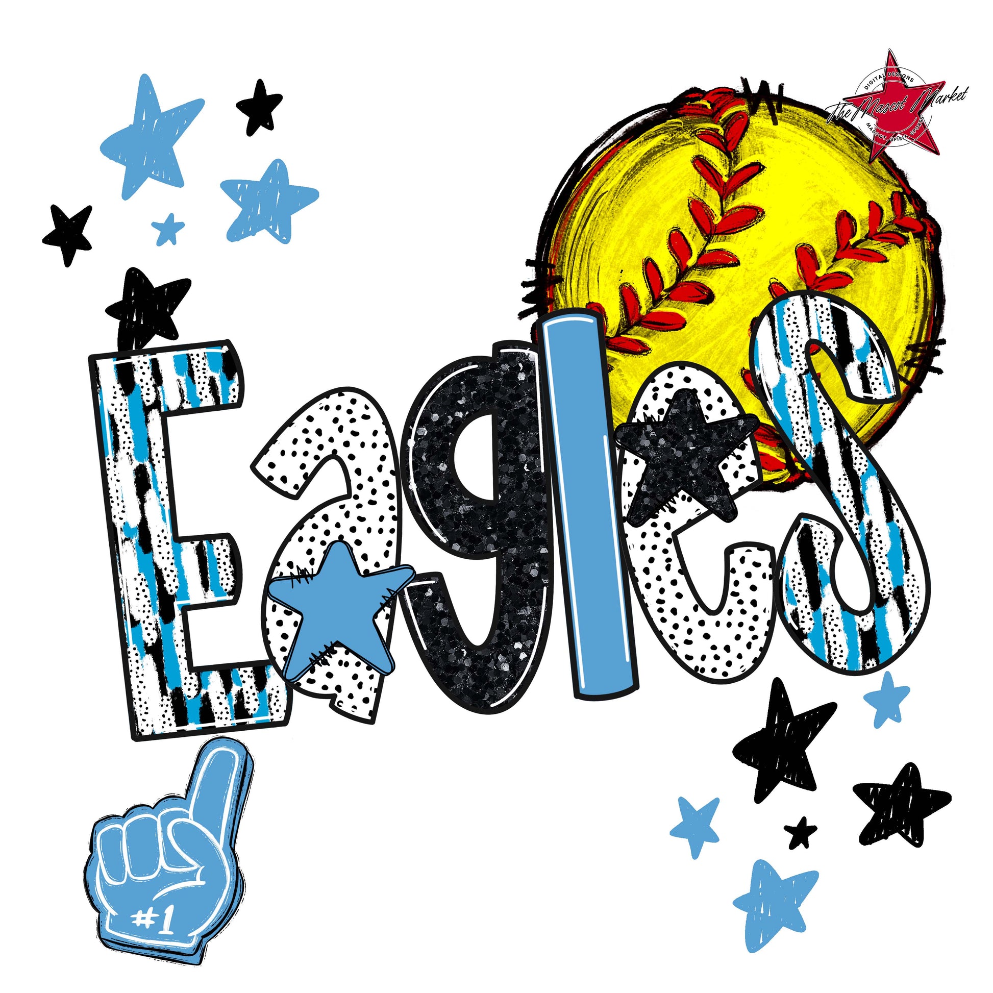 Eagles Softball Scrape-Carolina Blue