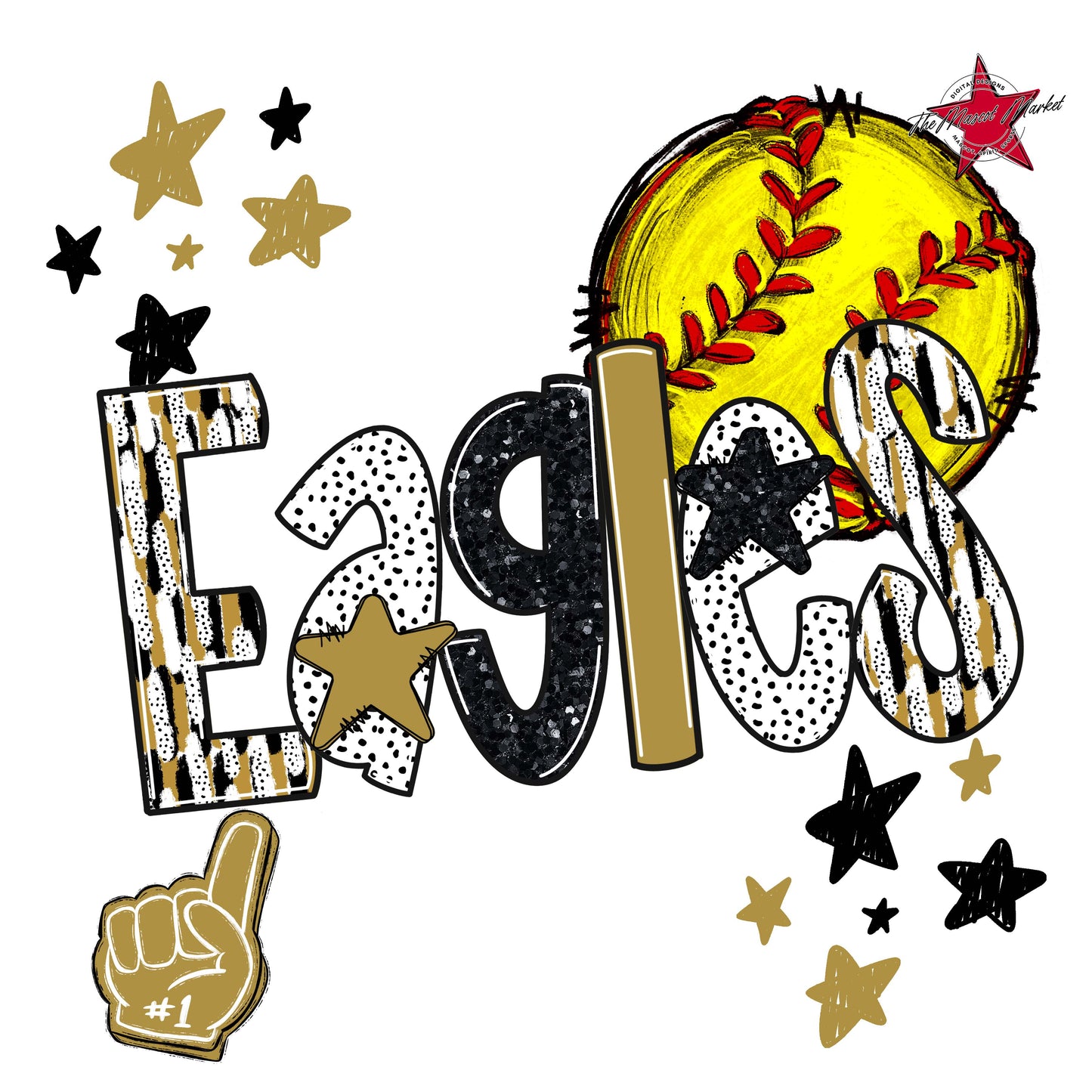 Eagles Softball Scrape-Gold