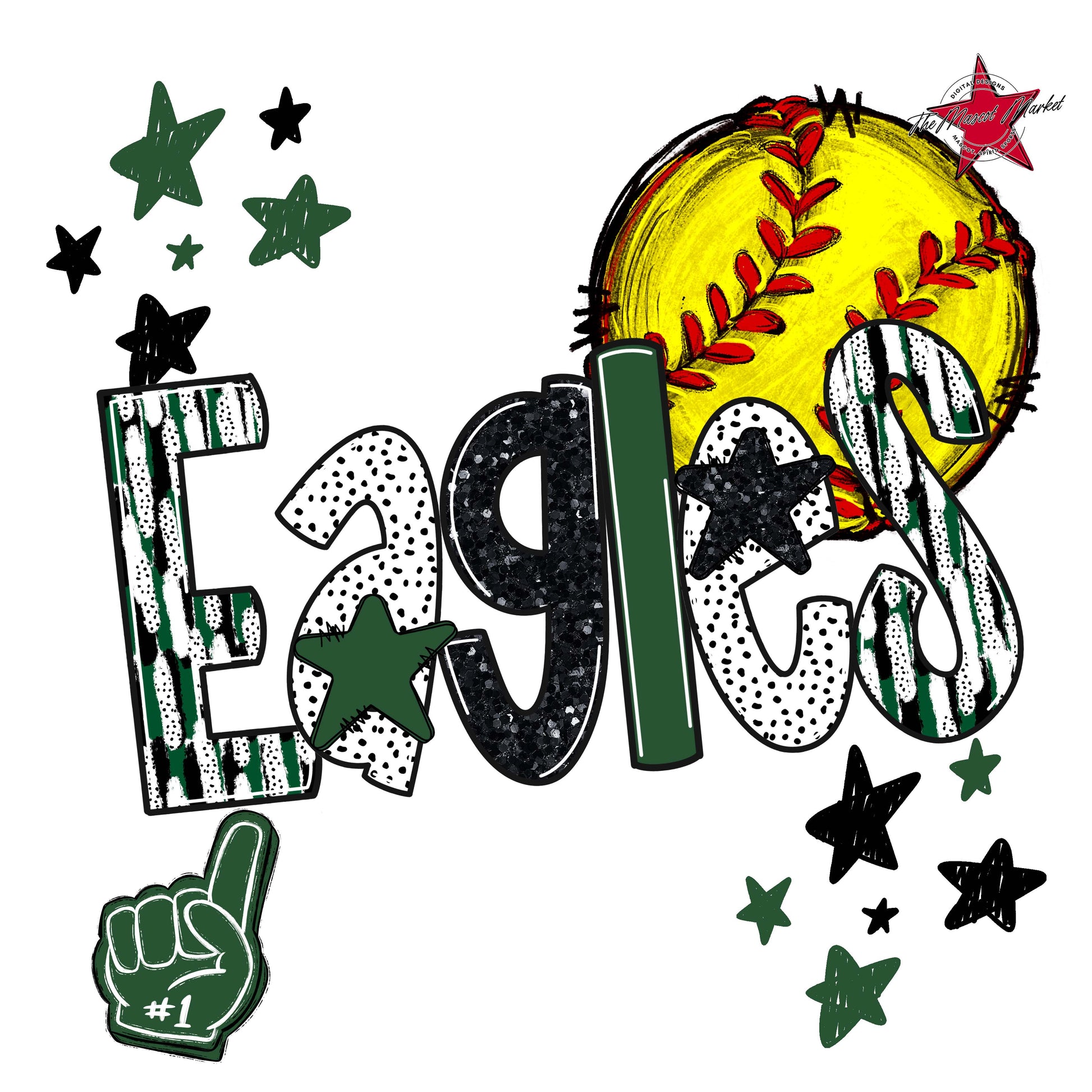 Eagles Softball Scrape-Green