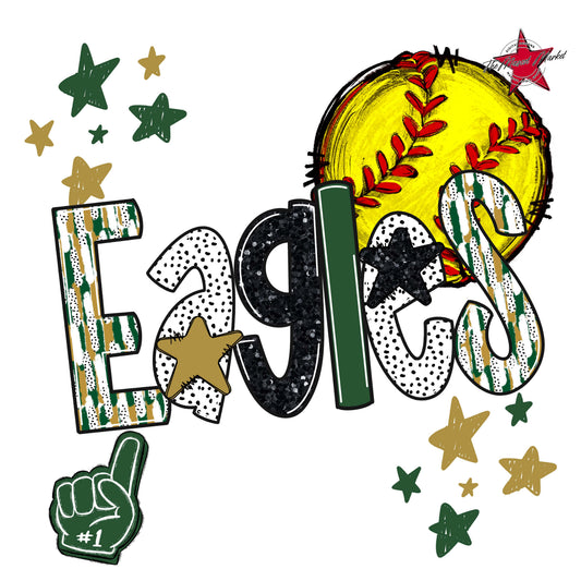Eagles Softball Scrape-Green & Gold