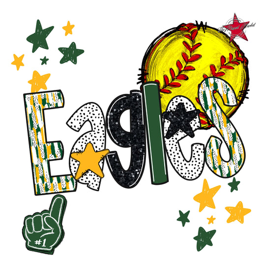 Eagles Softball Scrape-Green & Yellow