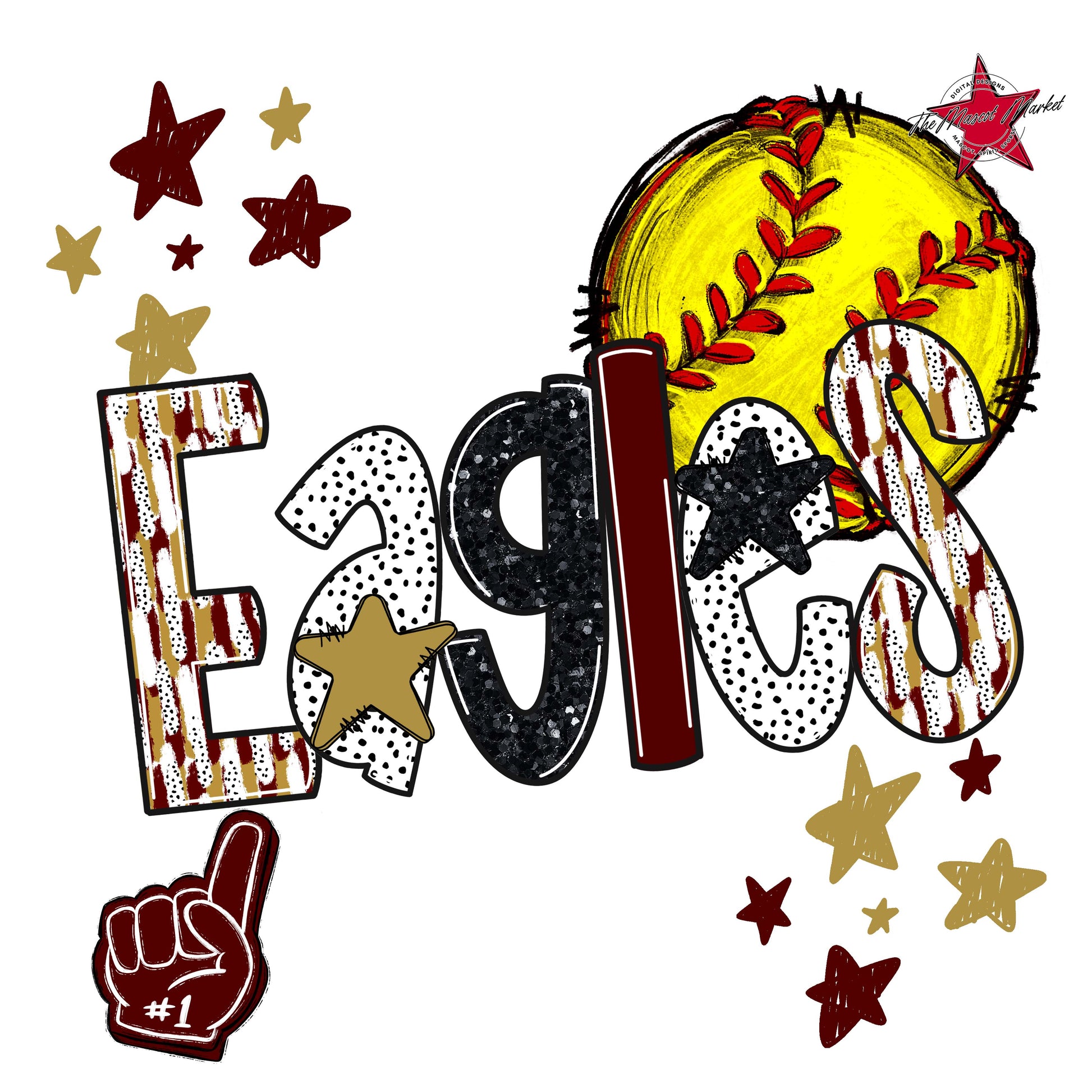 Eagles Softball Scrape-Maroon & Gold