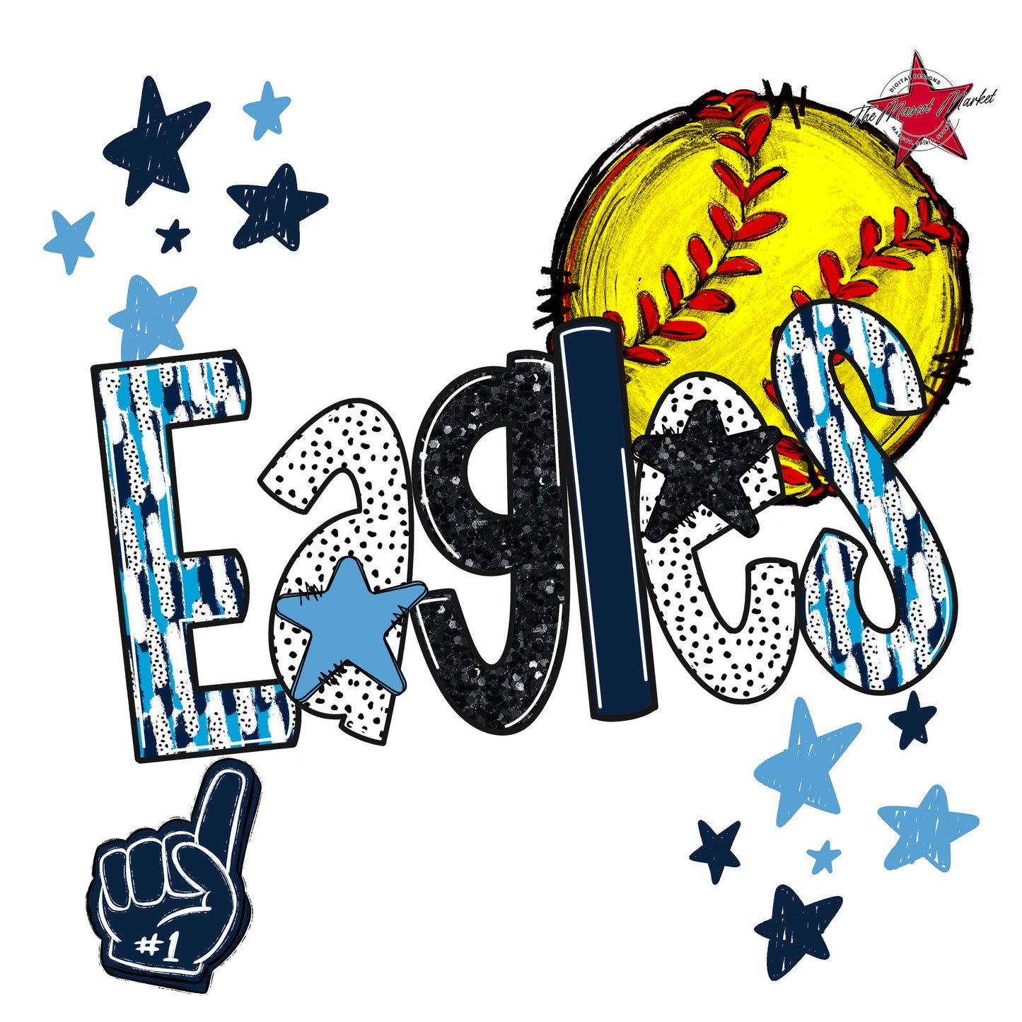 Eagles Softball Scrape-Navy & Carolina Blue