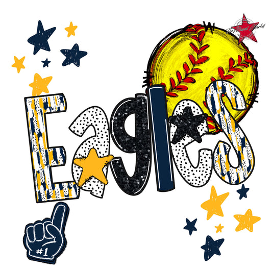 Eagles Softball Scrape-Navy & Yellow