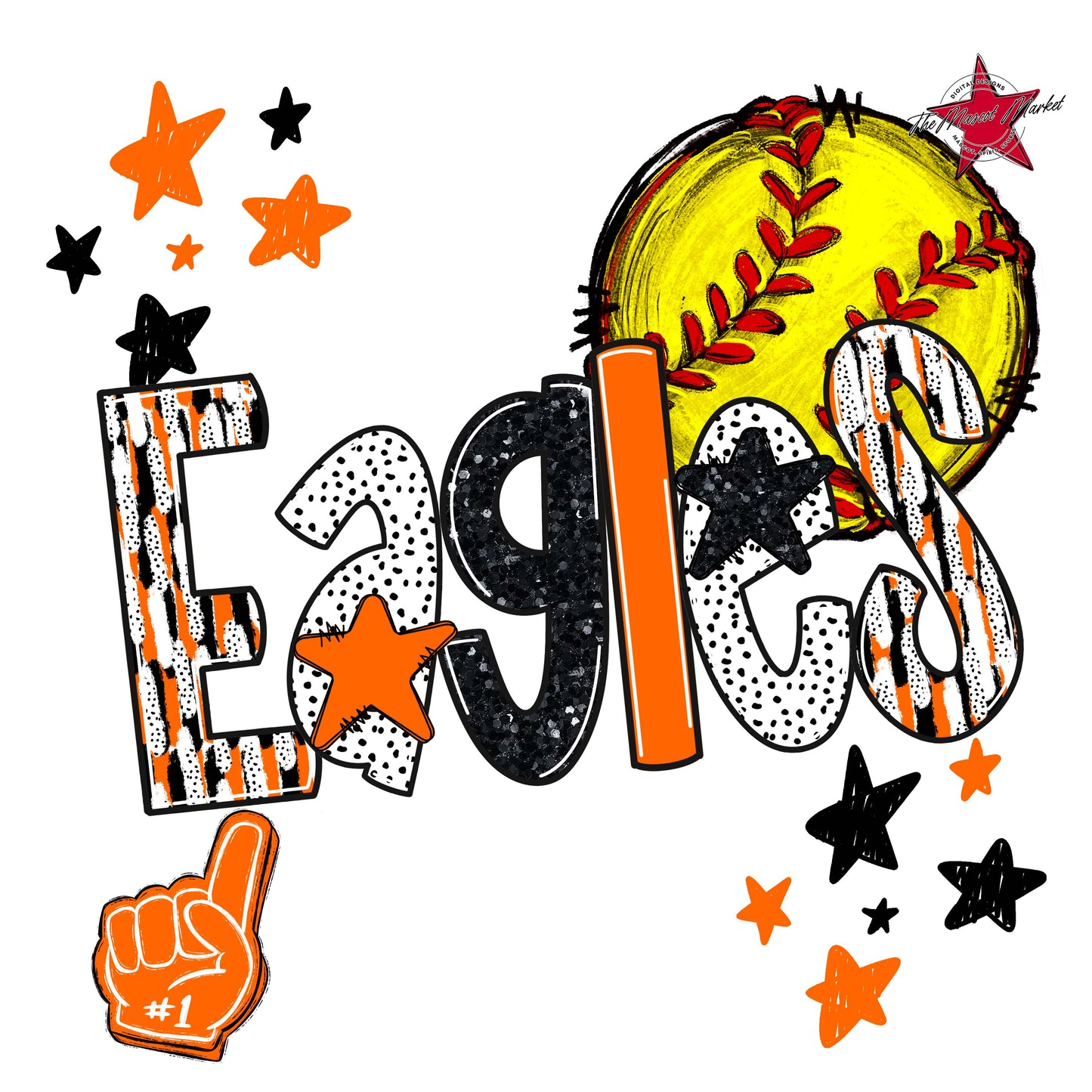 Eagles Softball Scrape-Orange