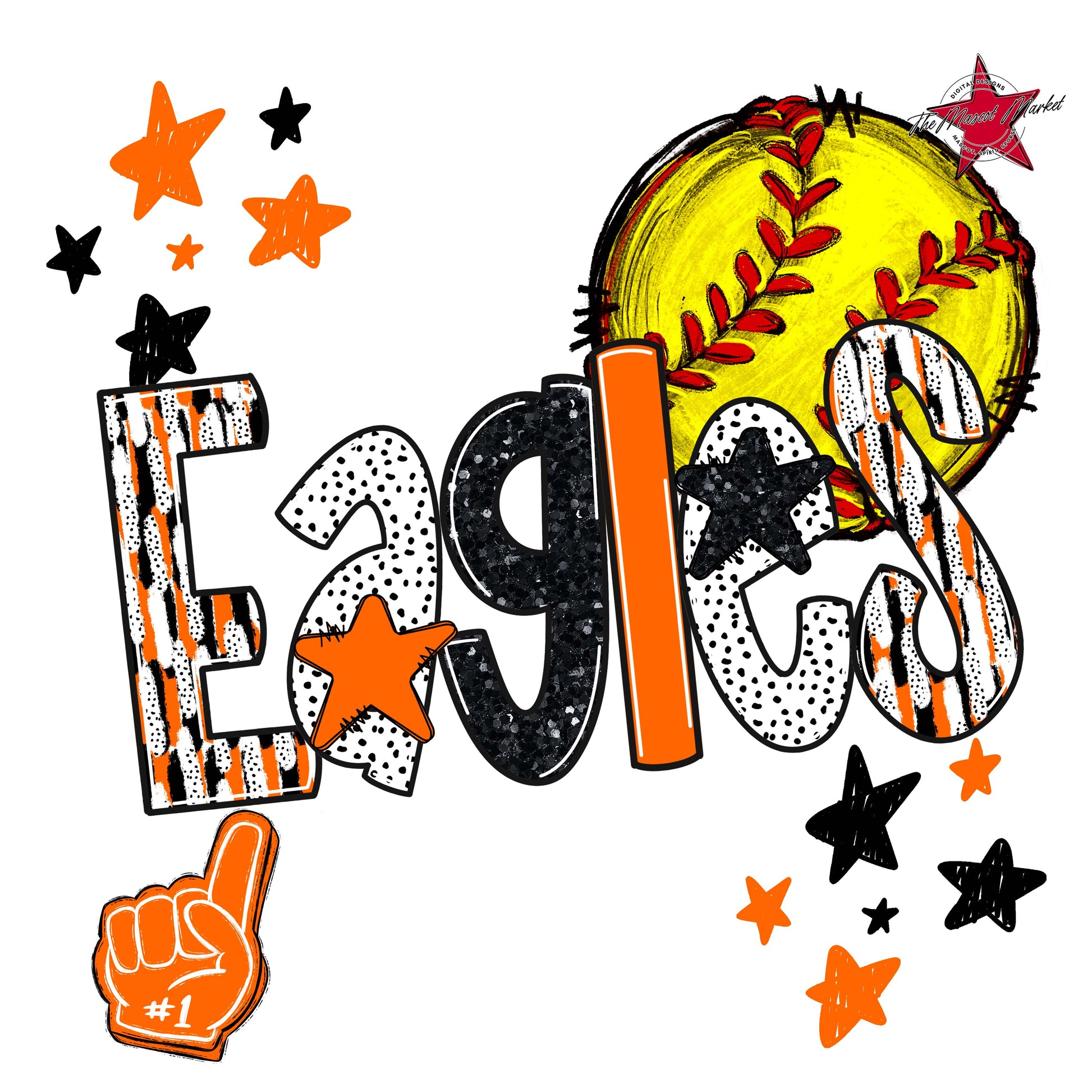 Eagles Softball Scrape-Orange