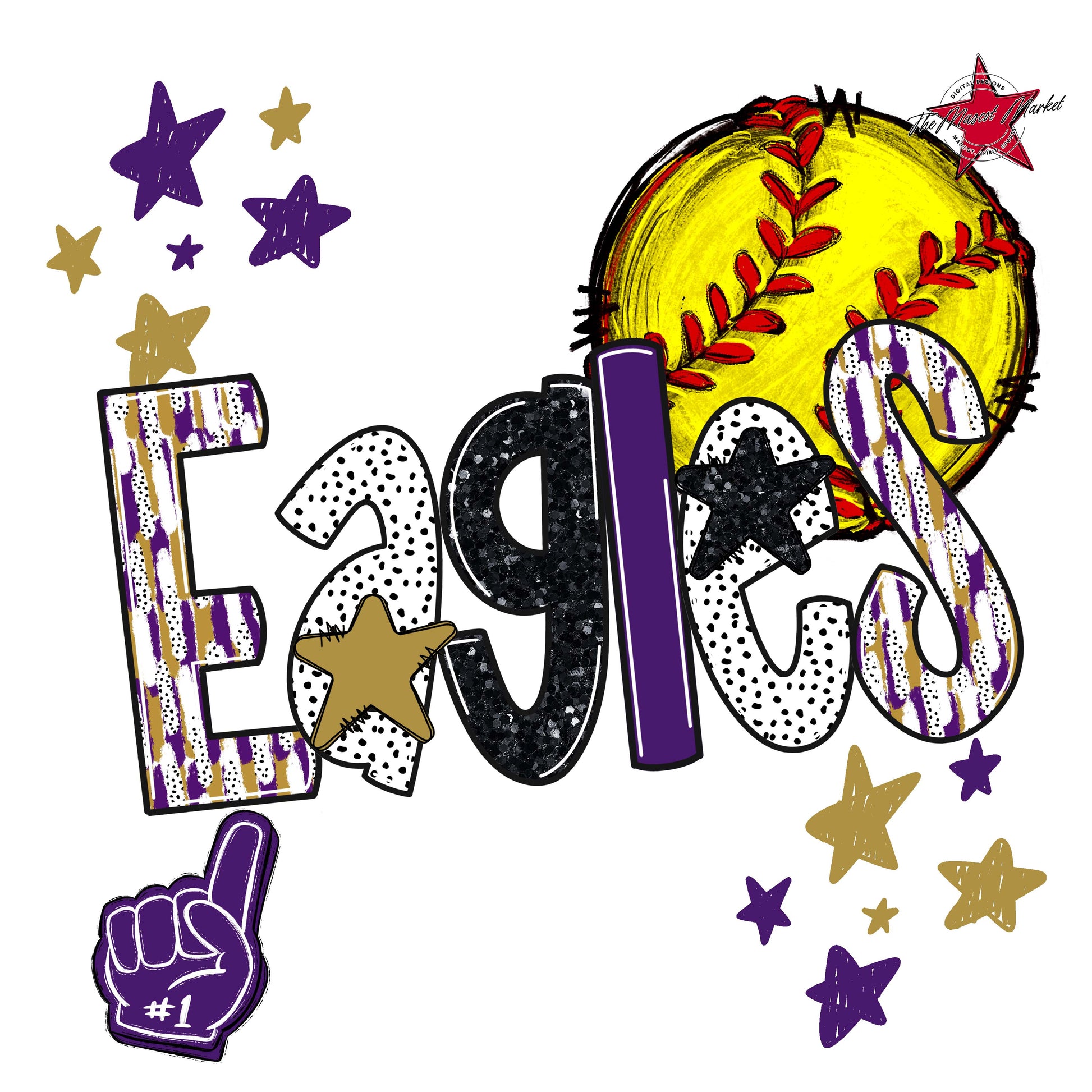 Eagles Softball Scrape-Purple & Gold