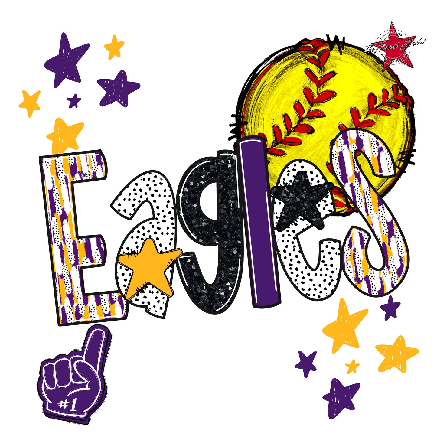 Eagles Softball Scrape-Purple & Yellow