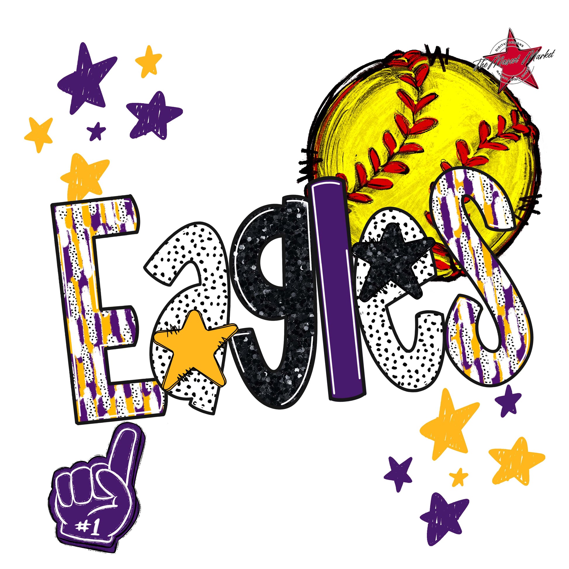 Eagles Softball Scrape-Purple & Yellow