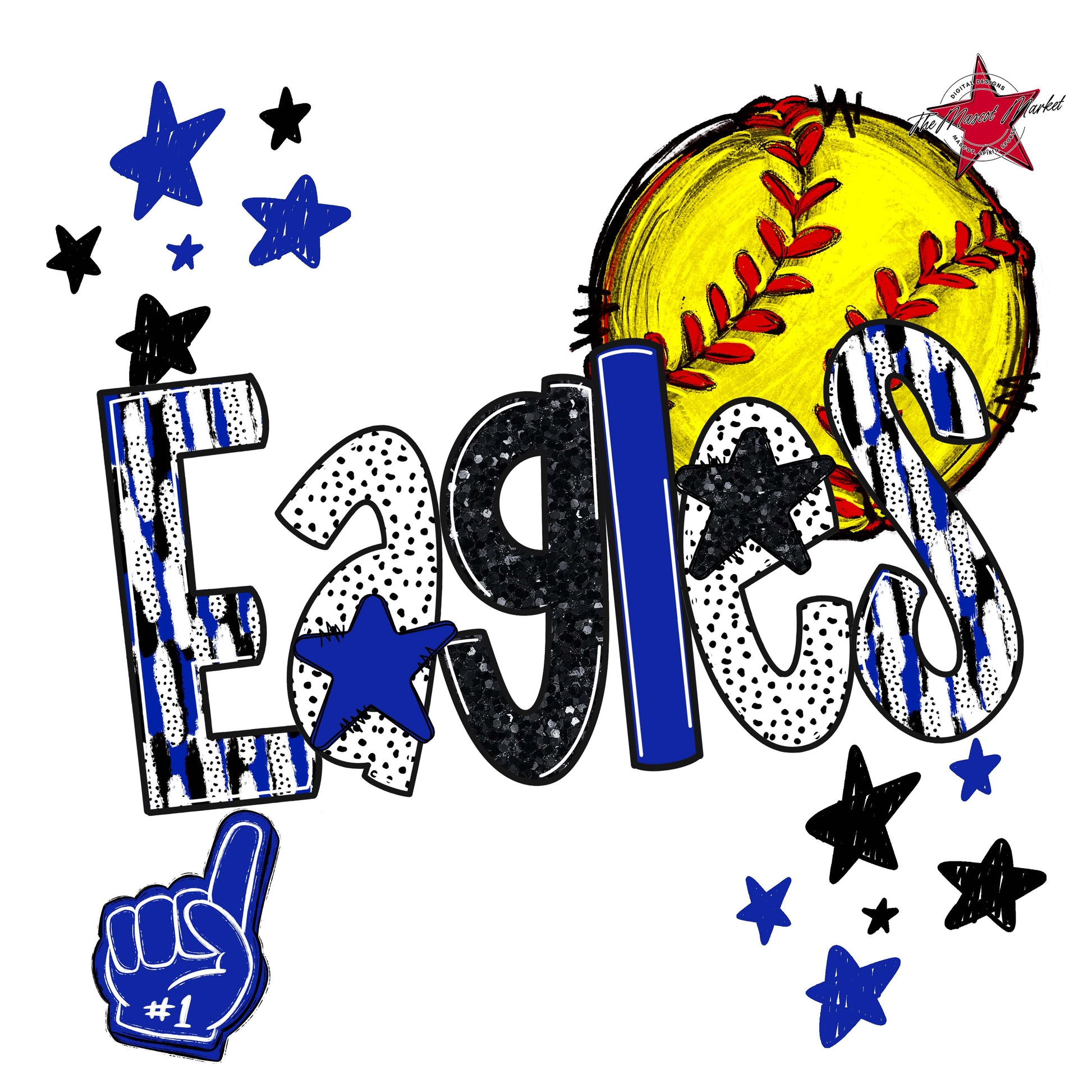 Eagles Softball Scrape-Royal Blue